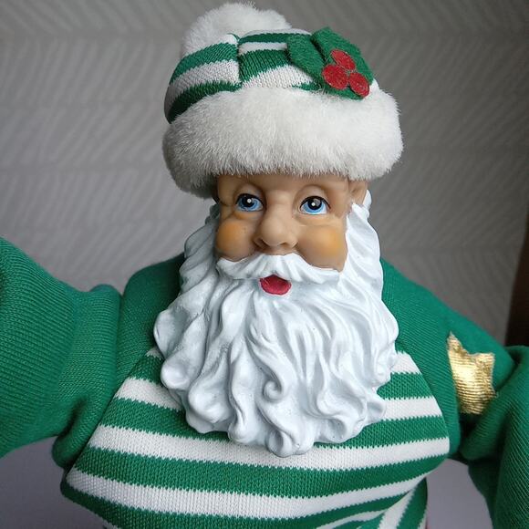 Vintage Hula Hoop Singing Dancing Santa Claus Animatronic 13.5“ Rock Roll Santa - Picture 5 of 7